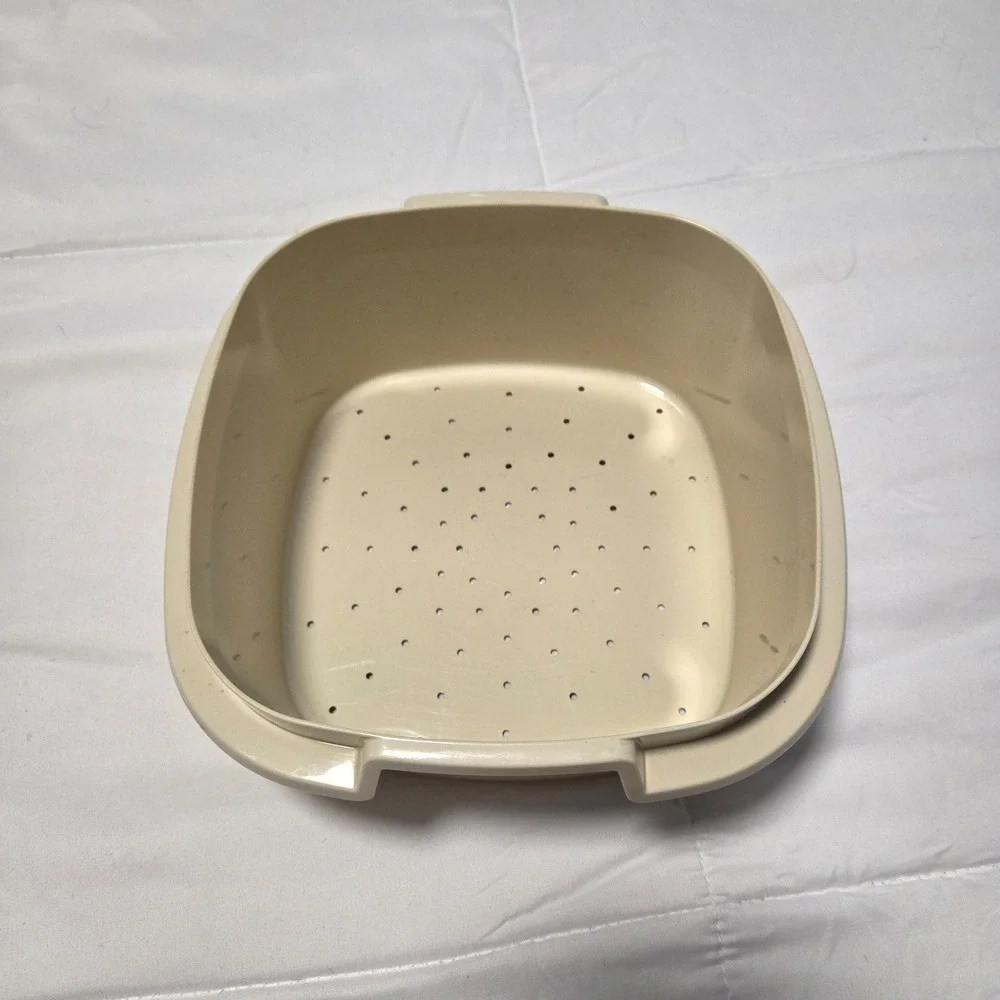 Vintage Tupperware Multi-Server Steamer 888 Harvest Gold 3 Piece Set 1970s Retro